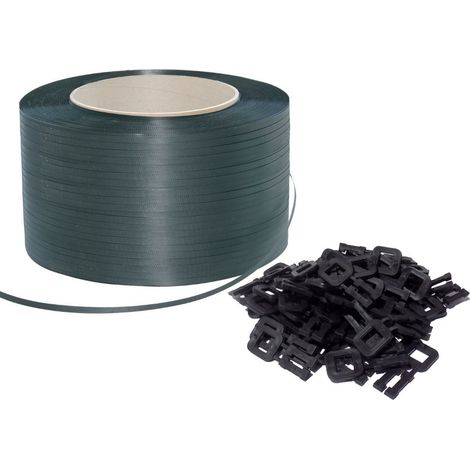 KIT REGGITURA MANUALE ROTOLO REGGETTA REGGIA 15 mm 750 m + SIGILLI FIBBIA (1/2)