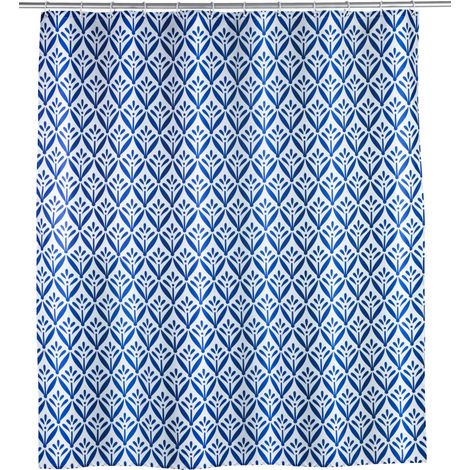 WENKO Duschvorhang Lorca, Textil (Polyester), 180 x 200 cm, waschbar, Blau, Polyester mehrfarbig (1/5)
