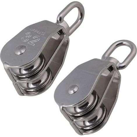 Seilrolle, Heberolle, M32 Doppelrollen aus Edelstahl 304, maximale Traglast 250 kg, 5 Stück (1/5)