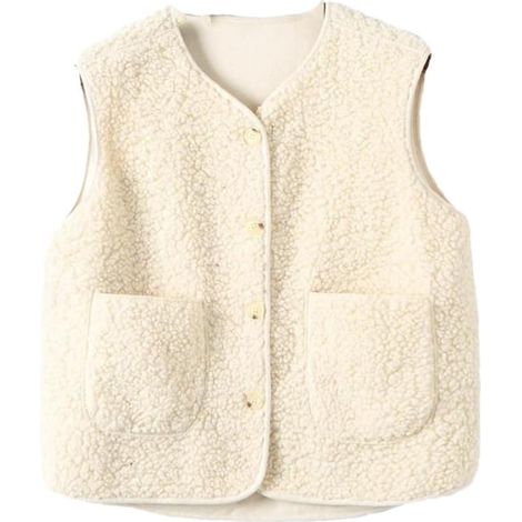 Automne Hiver Laine Peau de Mouton Veste Sans Manches Femmes Épais Gilet Lâche Peluche Faux Cuir Gilets Polaire Manteau (1/5)