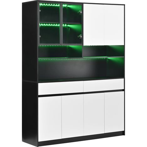 Credenza alta con vetrina in vetro e LED, 120 x 38 x 160 cm, MDF, HOMVRA (1/5)