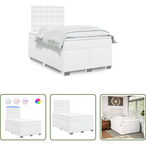 vidaXL Surmatelas confortable - Sommier à lattes de lit avec matelas blanc 120x190cm similicuir (1/5)