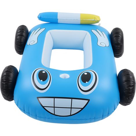 Bateau gonflable d'été en forme de voiture pompier pour bébés, flotteur de piscine bleu (1/5)