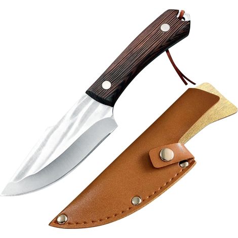 Couteau De Boucherie - Lame En Acier Inoxydable À Haut Carbone 4 Pouces - Pour Découpe De Viande Fruits Légumes Chasse Camping - 1 Pièce
