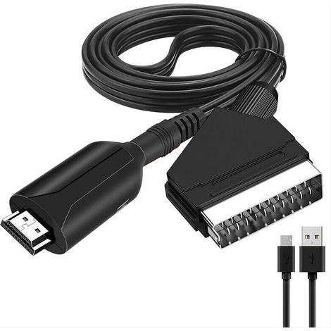 Câble Péritel vers HDMI, Convertisseur Péritel vers HDMI, Adaptateur Peritel HDMI avec Câble USB, Prise en Charge HDMI 720/1080p pour écran TV HD Projecteur STB VHS Xbox PS3 Sky Blu-Ray Lecteur DVD (1/4)