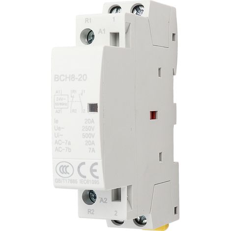 2P 20A Household AC Contactor DIN Rail Mount 1NO 1NC (24V)
