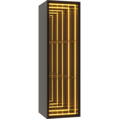 GagaVitrine verre trempé noire 30x30x90 cm, LED