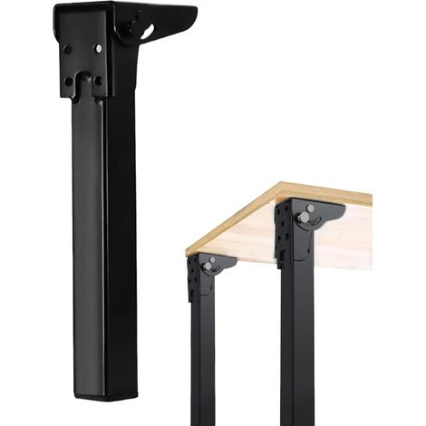 Generisch Pieds de table pliants stables en acier au carbone pour tables d'ordinateur portable(4pcs) - Pièce de rechange pour armoires, salle de bain, lit, table de télévision, bureau, table de chevet (1/5)