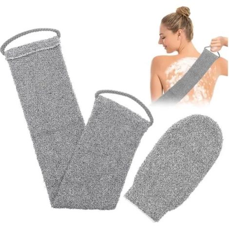 Gant de toilette pour le dos pour la douche,gant de toilette exfoliant avec brosse pour le dos en fibre de bambou,éponge (1/4)