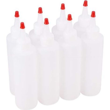 8 Pcs Bouteilles à Presser, Bouteilles Souples Transparents en Plastique, Bouteilles de Condiment Réutilisables en Plastique, pour Les Condiments, La Peinture, Le Bricolage, L'artisanat, La Colle (1/5)