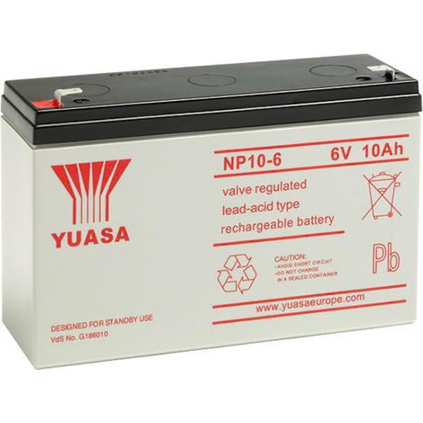 Yuasa - Batterie plomb AGM YUASA NP10-6 6V 10Ah F4.8