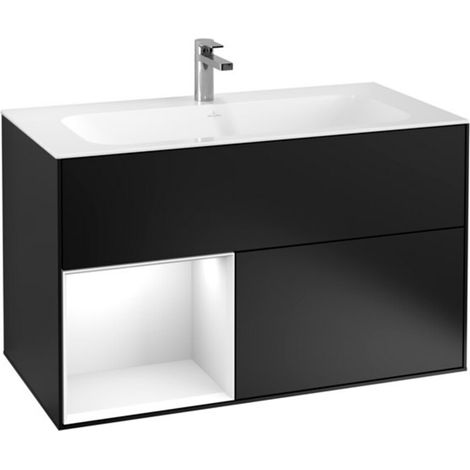 V&B Waschtischunterschrank Wandbeleuchtung Finion 99,6x59,1cm, Rg l glo wh. Lac, bla m Lac (1/2)