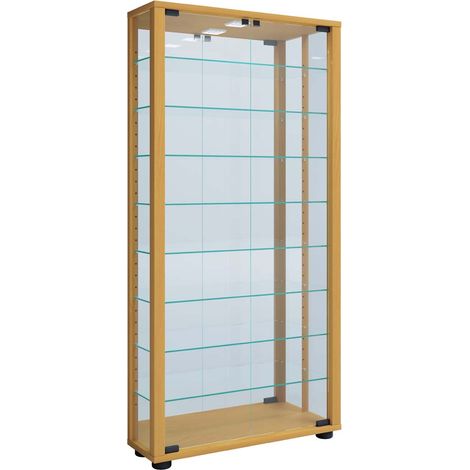 Ebuy24 – Vitrine en verre Lumo Maxi Mirror 115x59x18 – Verre de sécurité ESG – Huit étagères variables – Éclairage LED disponible
