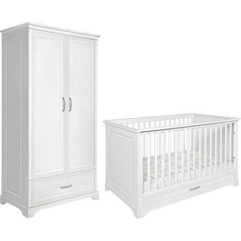 Lit évolutif 70x140 et armoire 2 portes Novelies Melody Blanc (1/5)