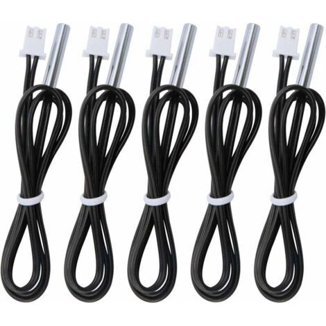 5 pièces Sonde de température 10k B3950, Capteur de température -25 à 125 degrés Celsius, 0,5 mètre sonde de capteur de température NTC Sensible en Acier Inoxydable de 1,64 Pieds