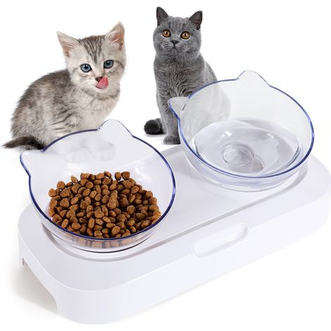 Katzennapf, erhöhter Napf, Doppelnapf mit Ständer, Haustiernapf, idealer Napf für Katzen und kleine Hunde, Katzennapf