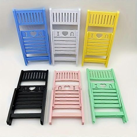 Support de téléphone pliable en forme de tabouret avec découpe en forme de « I U », support de bureau portable en plastique, couleur aléatoire (1/5)