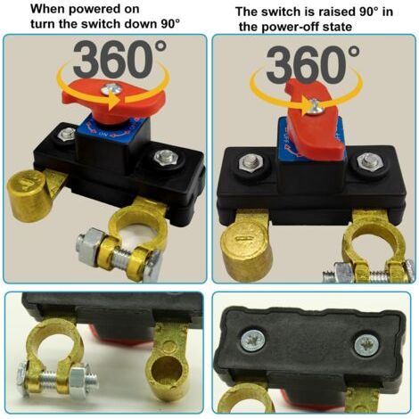 Lot de 5 Coupe-batterie en cuivre pur – Transmission stable 12V/24V – Déconnexion intelligente – Résistant à la corrosion – Installation facile (1/4)