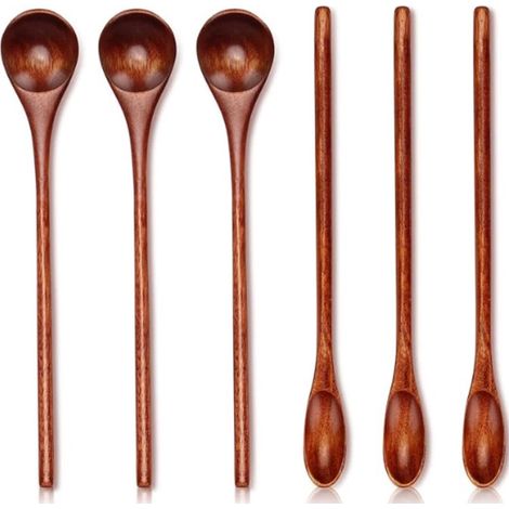 Holzlöffel zum Kochen, für Honig, Tee und Kaffee – Langstielige, antihaftbeschichtete Küchenhelfer – Ideales Geburtstags- oder Weihnachtsgeschenk