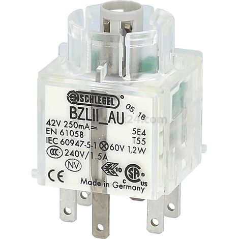 Georg Schlegel Contacteur à bouton-poussoir lumineux, 2NO Contacteur BZ, éclairé Connecteur plat 2,8 mm x 0,8 mm - 1 Stück