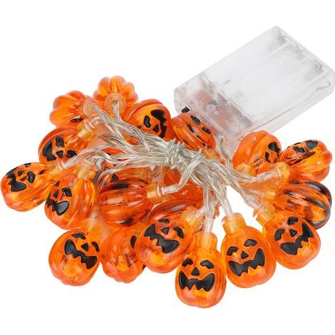 Guirlande lumineuse citrouille Halloween LED à piles, décorations intérieur extérieur pour fête (1/5)