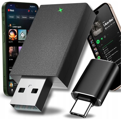 CARPLAY INALÁMBRICO ANDROID AUTO WIFI BLUETOOTH ADAPTADOR USB A/C Negro