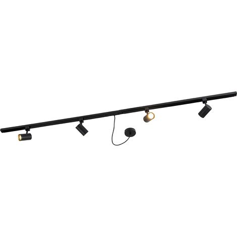 QAZQA jeana - Système sur rail spot luminaire plafond, plafonnier compatible pour led - 4 lumière - L 200 cm - Noir - Moderne - éclairage intérieur - Salon I Chambre I Cuisine I Salle à manger
