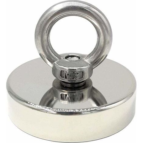Aimant Néodyme Puissant 140 Kg Diamètre 60 Mm Avec Anneau De Levage Pour Industrie Science Et Pêche Magnétique (1/4)