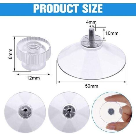 Ventouse a visser. 12 Pièces 50mm Ventouses Transparentes avec Filetage. Extra Fortes PVC Plastique Suspension Rideau Isolant Ventouse pour Camping Car. Fenêtre. Salle de Bain. Van (1/4)