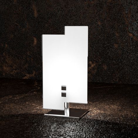 Abatjour Moderno Tetris Color Metallo Cromo Vetro Bianco 1 Luce G9 (1/2)
