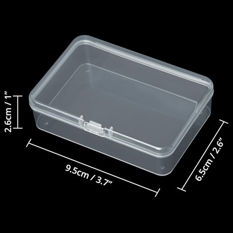 Petites Boites Plastiques Transparentes avec Couvercles [Lot de 6] - Mini Boite Plastique à Charnière pour Perles, Craft, Accessoires - Pour Maison & Bureau - 9,5 x 6,5 x 2,6 cm (1/4)
