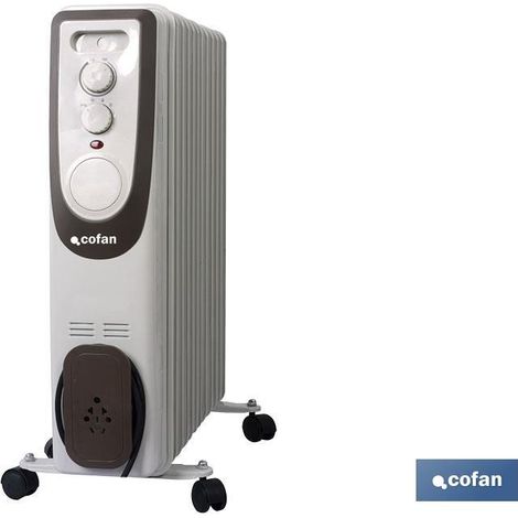 RADIADOR DE ACEITE CON TERMOSTATO REGULABLE 11 ELEMENTOS 2500 W (1/4)