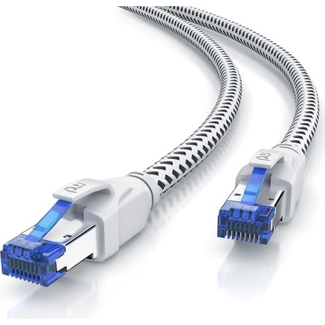 Primewire Patchkabel CAT 8 mit Baumwollummantelung - Gigabit Ethernet LAN Kabel - 40 Gbit/s - S/FTP PIMF Schirmung - Netzwerkkabel - 0,25m (1/5)