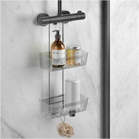 Estante doble cesta ducha origin lava ngr 26X16X55 METALTEX