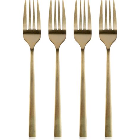 4x Tenedores de Postre Dorados Pasteles de Postre Tenedores Pequeños Juego de Tenedores (1/5)