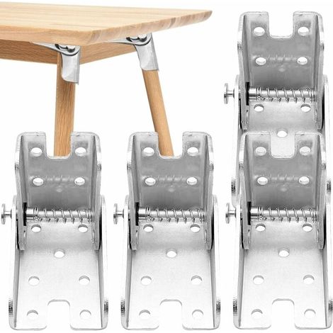 Supporto per gambe da tavolo pieghevole in acciaio con cerniera pieghevole autobloccante da 90 gradi, 4 pezzi (1/5)