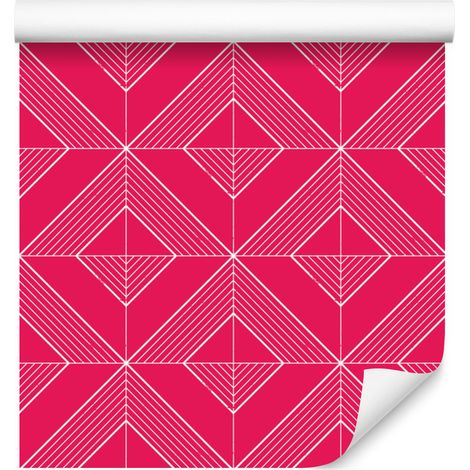 Papel pintado geométrico de diamantes rosas para salón y dormitorio, 50x1000 cm. (1/5)