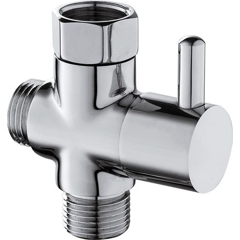 3-Wege-Ventil, G1/2 Zoll, 3-Wege-Wasserhahnadapter aus massivem Messing, Toilettenhahn mit Badezimmer, Chrom