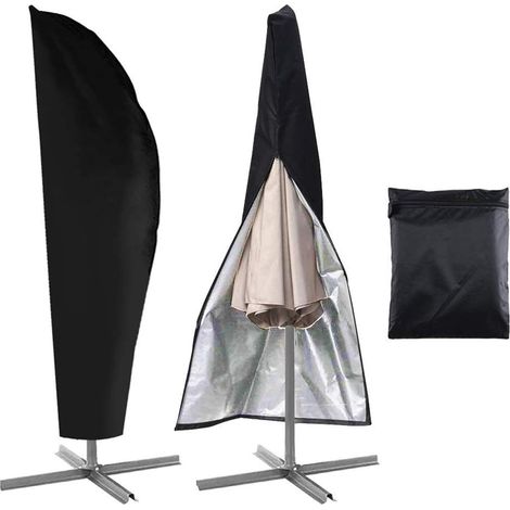 Housse de Parasol - 300 à 350 cm - Polyester 420D Imperméable Anti-UV Résistante au Vent - Pour Parasol Déporté Cantilever - 1 Pièce