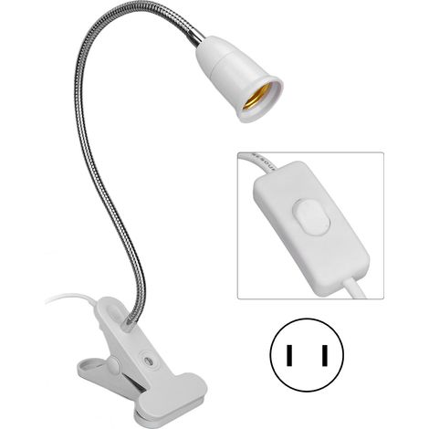 Pince de bureau réglable pour lampe LED, douille E27, col flexible, prise US 110V-250V, support de lampe à clipser (1/5)