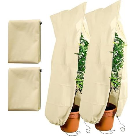 [JAMAIS UTILISÉ] Lot de 2 housses de protection hivernales contre le gel, 120 x 180 cm, en tissu non tissé respirant, idéales pour les palmiers et les plantes de balcon. (1/5)