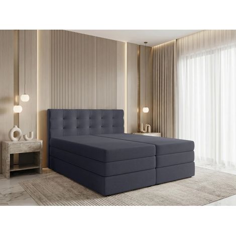 AX LIVING Finike Kontinentalbett 140x200 cm mit Topper, Grau