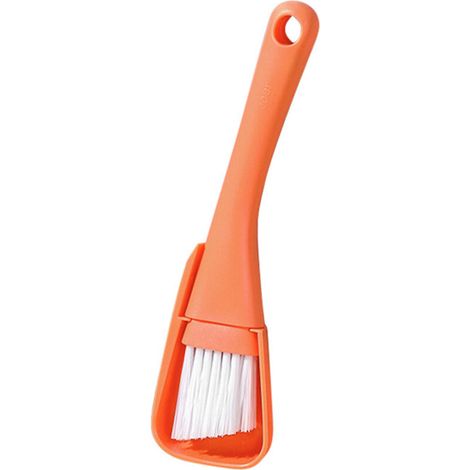 Brosse de nettoyage pour joints de fenêtre, brosse pour joints de porte et de sol, brosse pour clavier + pelle à poussière, kit d'outils de nettoyage ménager 2 en 1, 1 pièce (orange)