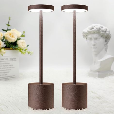 2 PCS Lampe de chevet tactile, LED rechargeable 5000mAh, 3 températures, aluminium, pour bureau extérieur (1/5)