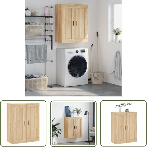 The Living Store Armoire murale chêne sonoma 69,5x34x90 cm bois d'ingénierie - Armoire Murale - Meuble De Rangement - Armoire Suspendu - Étagère Murale - Commode Murale (1/5)