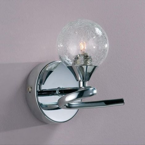 AMXCNOY Applique murale LED en chrome clair avec abat-jour en verre transparent, compatible avec les ampoules G9, idéale pour les espaces modernes (1/2)