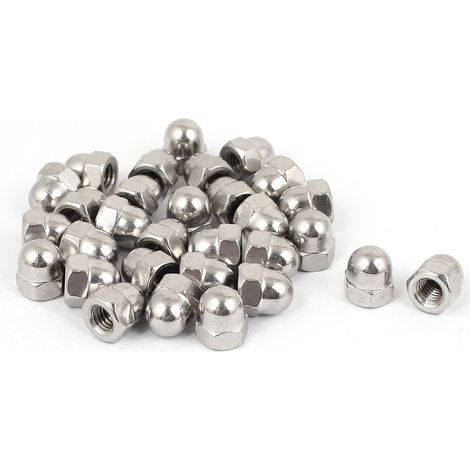 30Pcs Écrou Borgne M6 316 Acier Inoxydable Dôme Hexagonal Clous Décoratif pour Vis Boulons Argenté