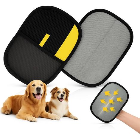 2 x Cat Hair Glove, Anti-Pet Hair Glove for Cats and Dogs, Removing Gloves for Sofa, Carpets, Clothes, Grooming Brush Glove (1/5)