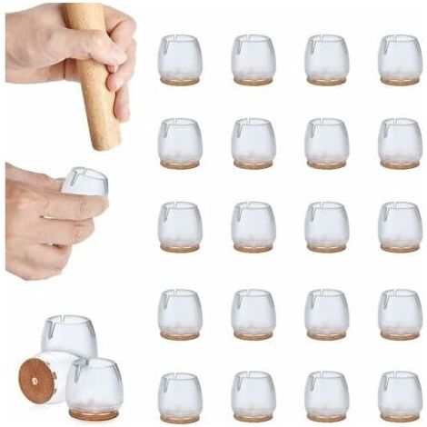 Ahlsen – Lot de 32 embouts de protection pour pieds de chaise – Silicone antidérapant avec coussinets en feutre – Pour diamètres 17 à 21 mm (1/5)