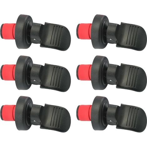 Lot de 6 bouchons de bouteille de vin avec levier à pression manuelle hermétique, étanche pour vin, bière, eau minérale, vinaigre et huile, plastique PP et caoutchouc (noir) (1/5)